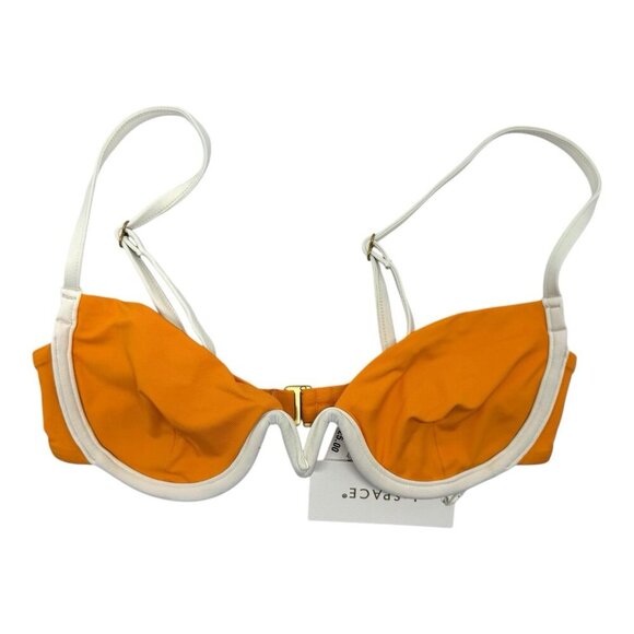 L Space  Bikini Top Women Orange & Cream Nico Underwire Size Medium Beachy Pool - Picture 3 of 8